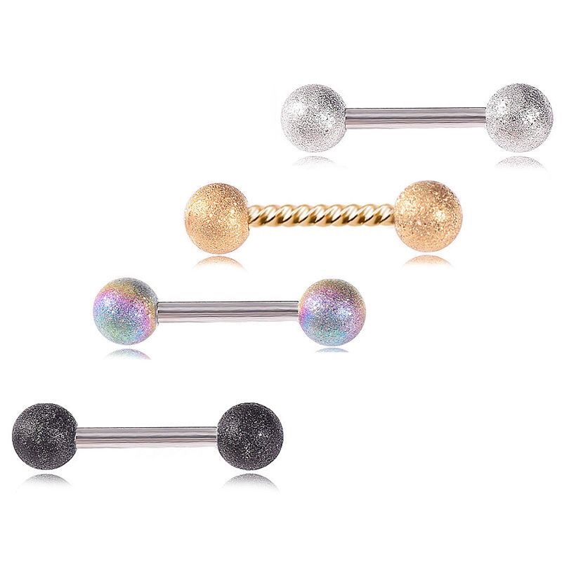 Capacious matte tongue piercing stainless steel