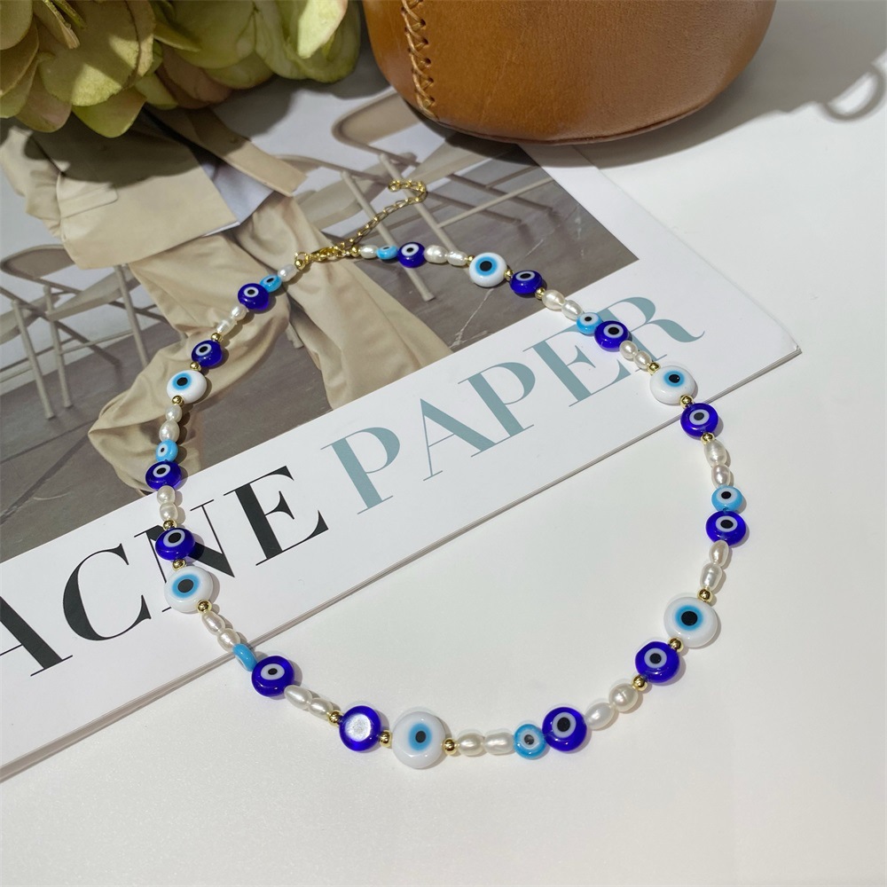 13g Weight Rhinestones Inlay Material Necklace Classification 1 Piece Quantity Holiday Occasion Mixed materials Material Heart Shape, Eye Pattern Women'S Gender Beaded Design Ethnic Style Style 1 Piece Ethnic Style Heart Shape Eye Mixed Materials Beaded Rhinestones Women's Necklace 7