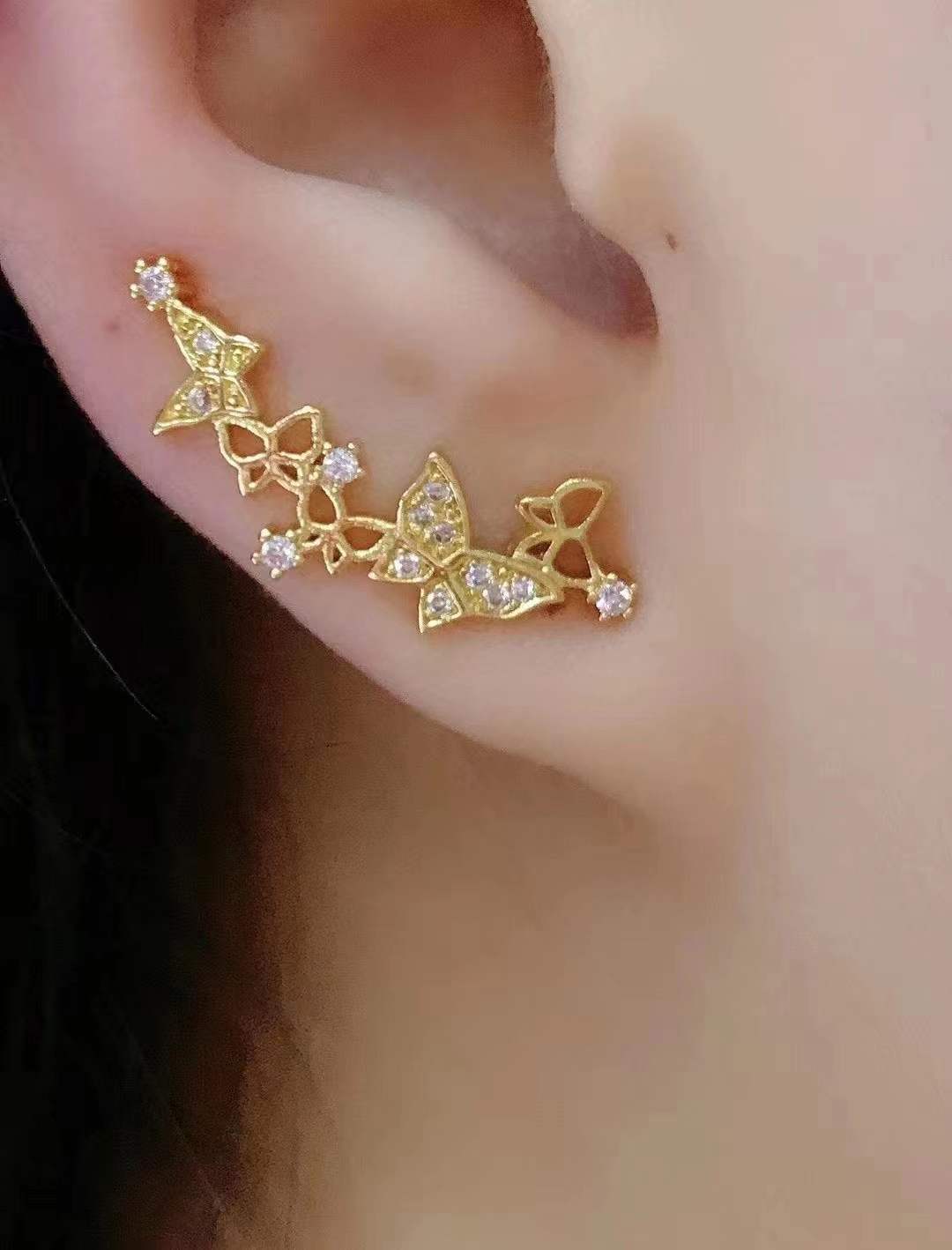 Housewarming, Anniversary, Business, Wedding, Travel, Birthday, Festival Occasion Copper Material Geometric Pattern Fashion Creative Butterfly Fashion Retro Long Copper Earrings