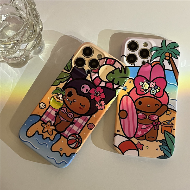 Summer Surfing 1715Promax Film Case 13 Full Coverage 14Pro Glossy 11 Cartoon Protective Case Xsmax Hard