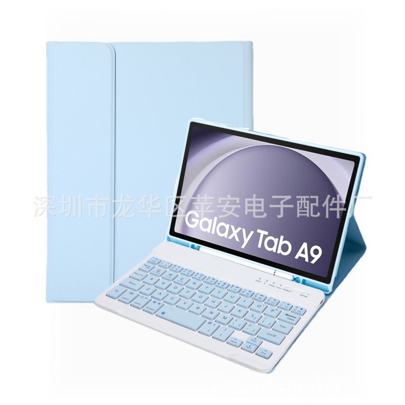 Samsung Tab A9 8.7inch Bluetooth キーボード保護ケース X110 ラウンドキーキャップ磁気吸着分割型 X115 ペンホルダーに適しています。|undefined