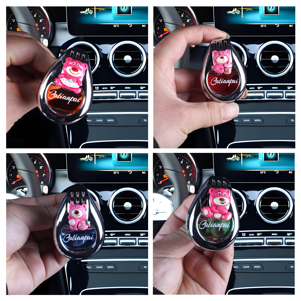 Aromaterapia para coche 2025 decoración de salida de aire de perfume para coche lindo oso decoración de fragancia para coche fragancia ligera duradera para coche