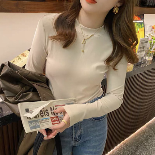 Pure Color Half-Neck Modal Base Shirt Women Autumn Warm Top Slim Fit Versatile Slimming Fall Top