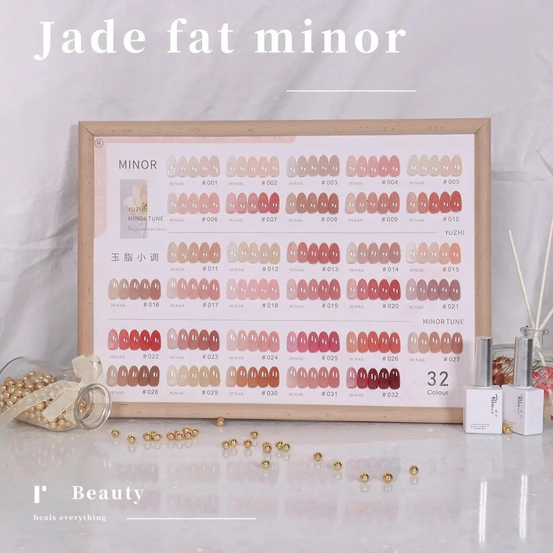 Shein Foreign Trade Nail Art Rich Jade Oil-Based Blush Red Nail Polish Gel 12Ml*32Pcs with Color Swatches Included