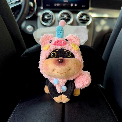 Car tissue box/set Style Tissue Box Car Tissue - piggy-hat-pink-bag-conspicuous-armrest-box-black-velvet-bag