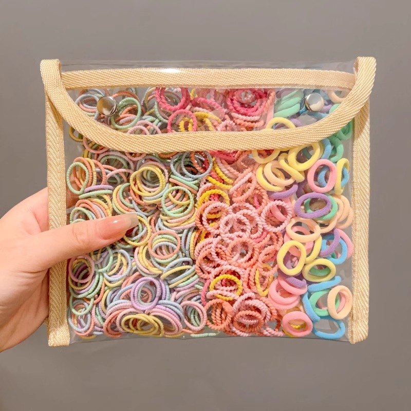 Color coreano pequeño pulgar anillo de cabello para chicas bajo cabello de cola de caballo no lesiones cabello elástico buena cuerda de cabeza cubierta de cuero para niños