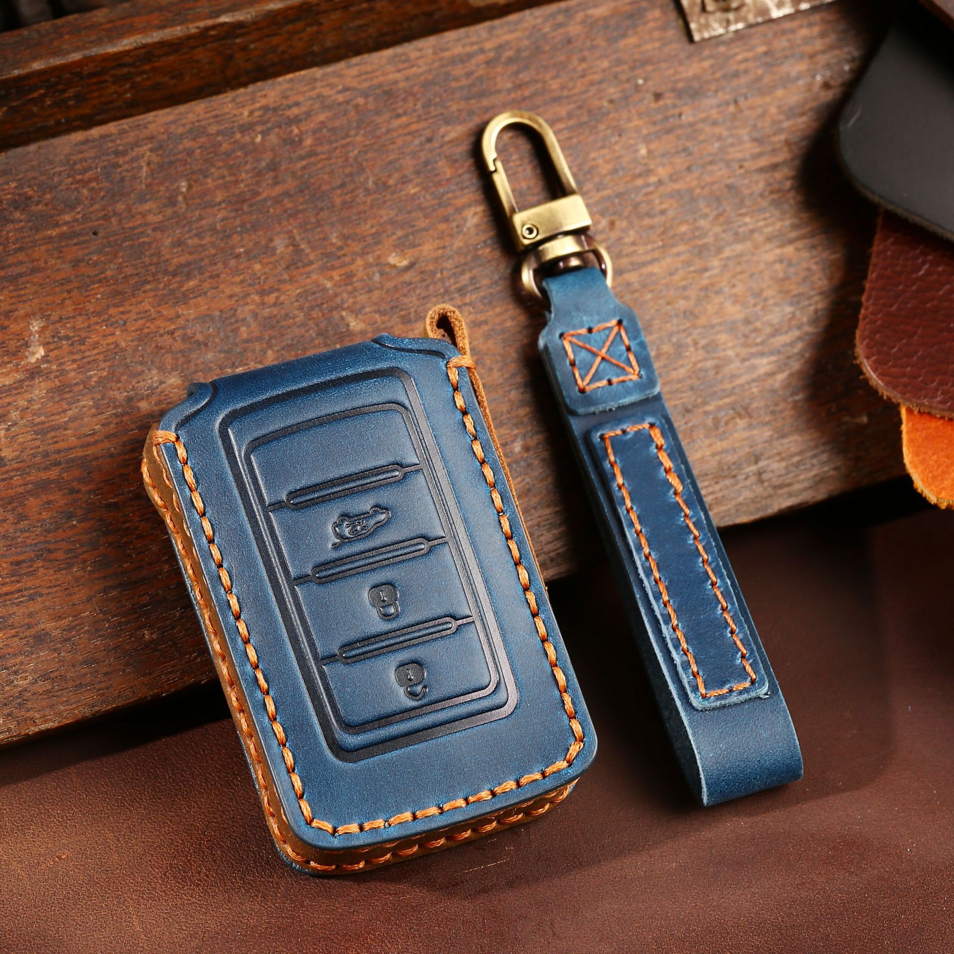 Venta caliente transfronteriza caso de la llave del coche adecuado para JEEP Nuevo Gran chenoji caso clave de protección Shell cuero genuino