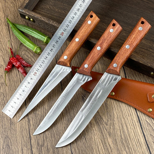 Yangjiang knife forging hammer pattern boning knife carving knife butcher knife cow knife purple color wood stainless steel outdoor sharp knife