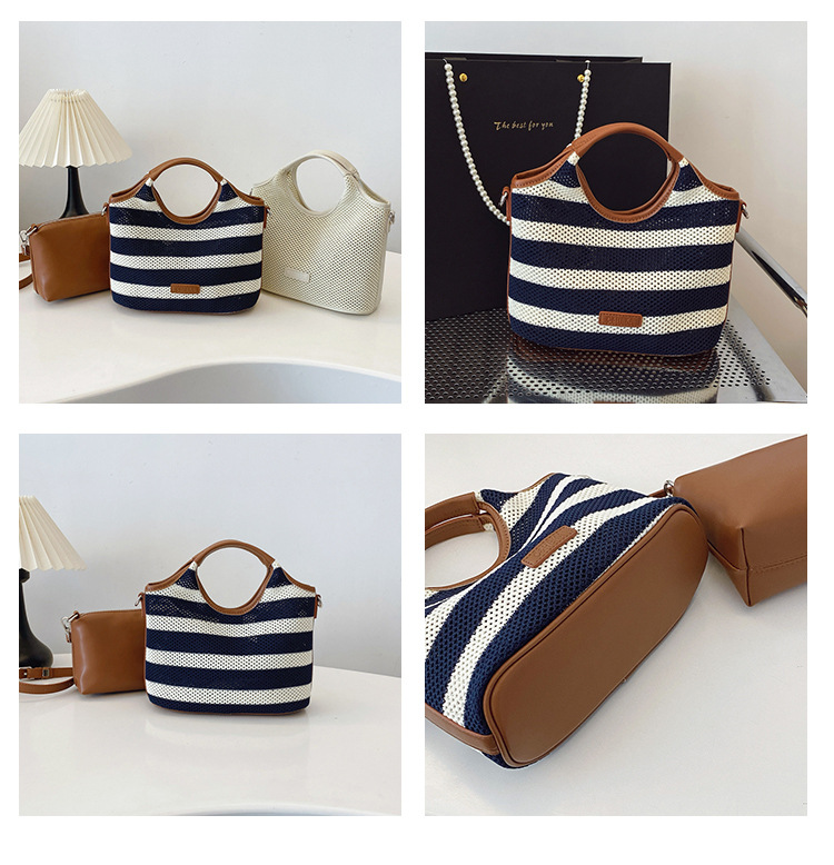 Korean style laid-back and relaxed tote bag 2025 new summer versatile woven and pieced large-capacity single-shoulder bag undefined