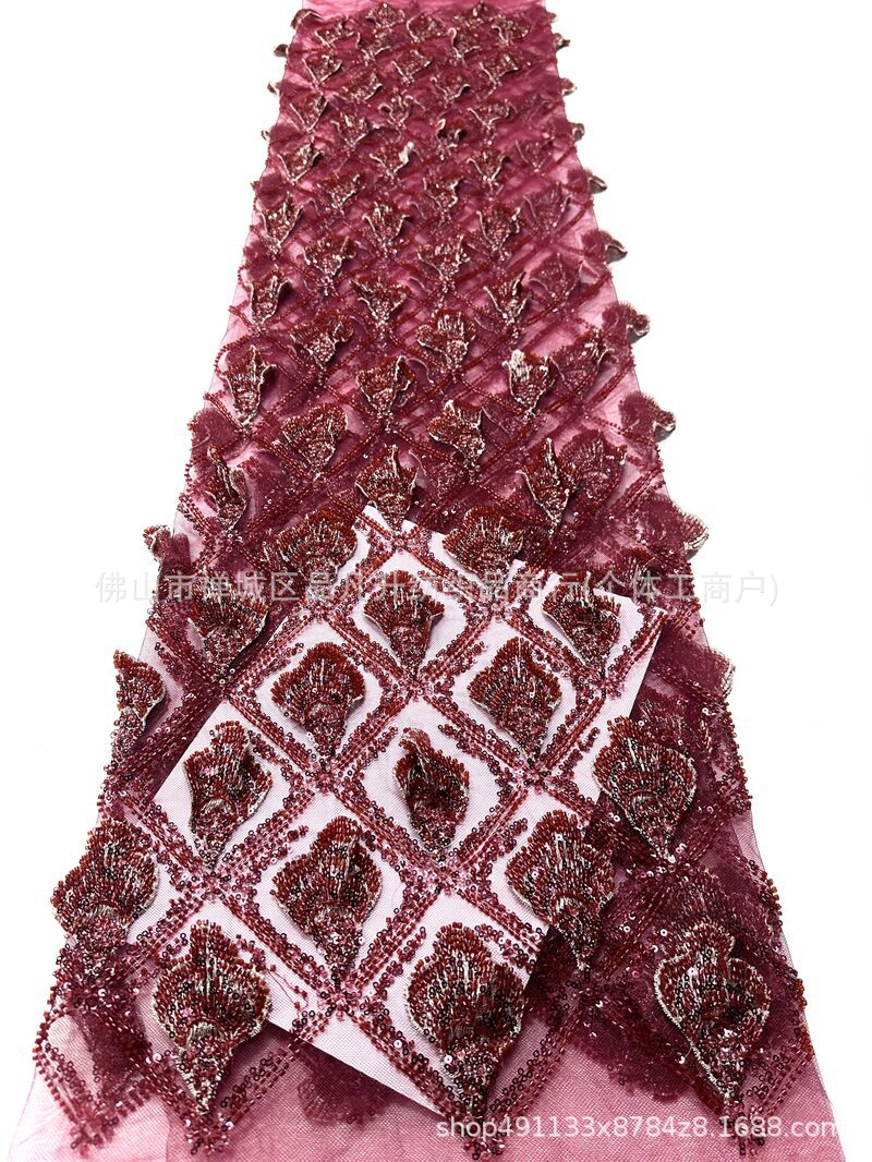 Multicolor calcomanías cuentas esquinillas bordadas tela de bordado de encaje pesado vestido de boda tela de vestido de alta definición