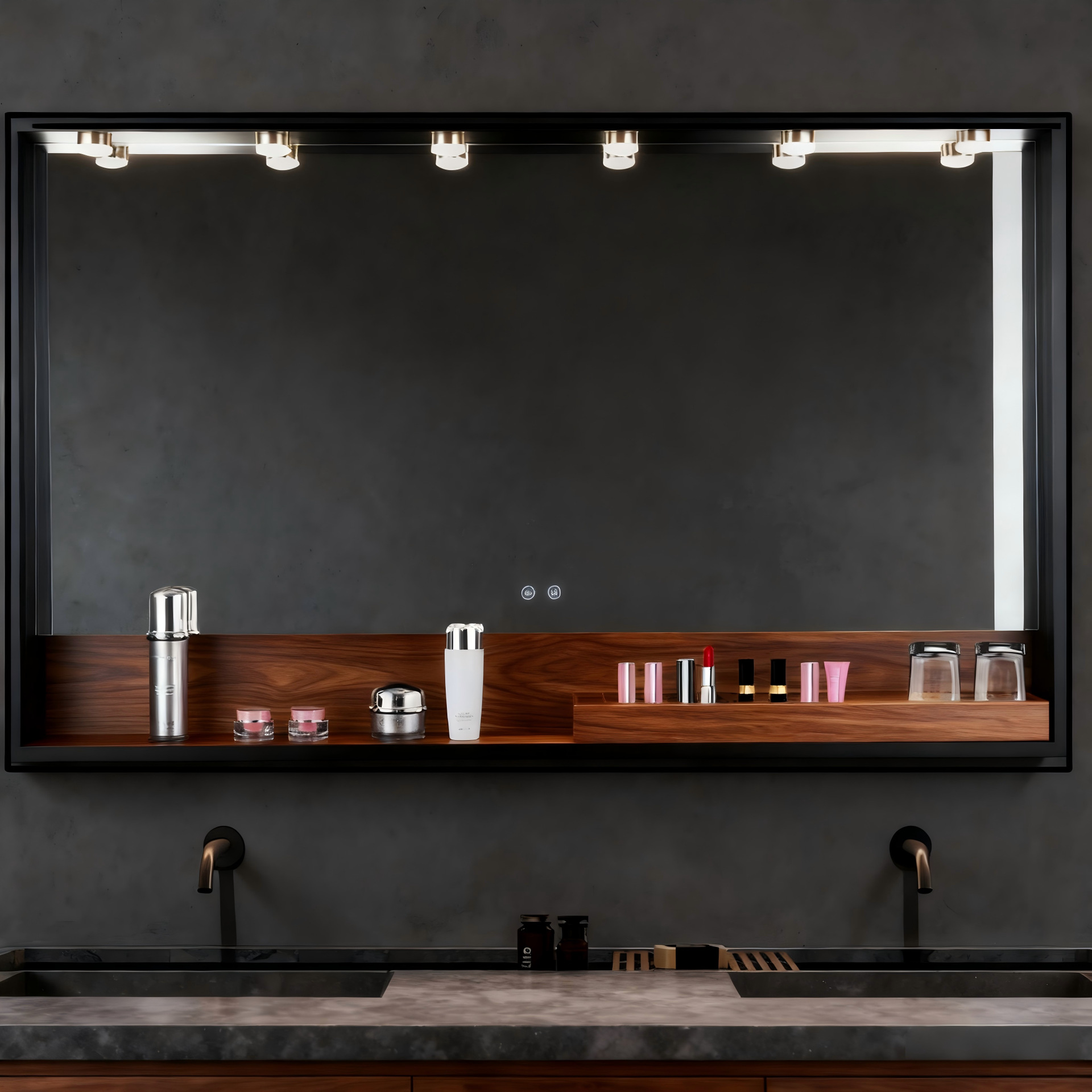 Touch Wall-Mounted Mirror Cabinet Storage Integrated Bathroom Bathroom Mirror Makeup Mirror Space Aluminum Storage Rack Mirror Cabinet Combination