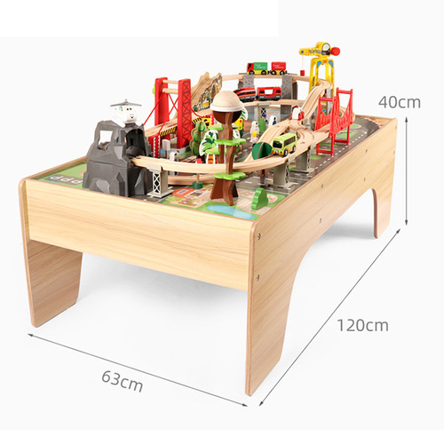 New Wooden 100-Piece Overpass Track City Traffic Electric Locomotive Creative Elevator Toy