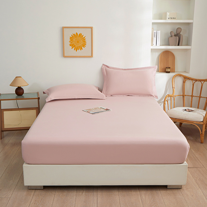 Soft Washed Cotton Fitted Sheet Set - Hypoallergenic Bed Skirt Protector With Non-Slip Design, Minimalist Solid Color For Mattress Cover_voghion.com