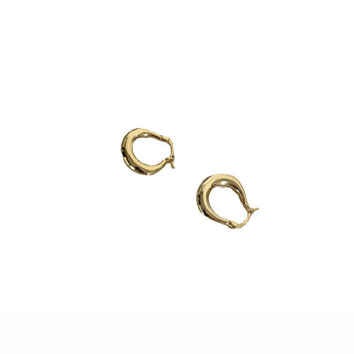 Hoop Earrings  New Trendy Internet Celebrity Oval Hoop Earrings French Retro Round Face Slimming Earrings Autumn and Winter