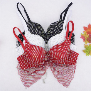 European and American Cross-border Fishing Net Diamond Pendant Strap Women's Inner Wear Sweet and Hot Top Fishbone Bra