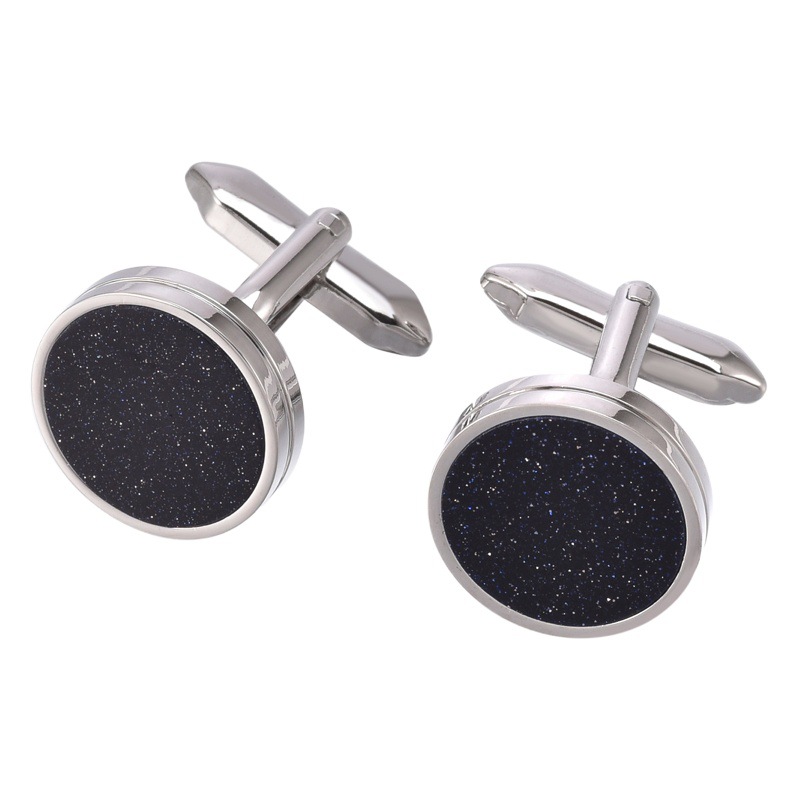 Dongguan Starry Sky Gemelos francés simple Bisel Oro Negro mancuernas traje formal avanzado azul piedra arenisca Mancuernas