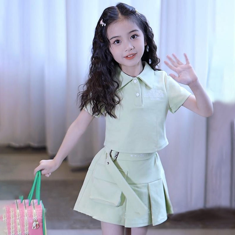 女童套装夏季2024新款儿童两件套裙中大童POLO短袖短裙子洋气韩版