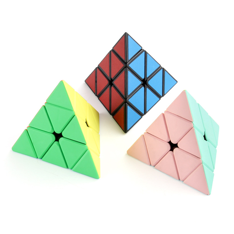 Nuevo fondo negro sólido educativo pegatinas de tercer orden pirámide cubo giratorio suave en forma de cubo juguete Amazon