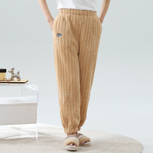 长毛绒单条长裤睡裤女加绒加厚保暖女士珊瑚绒家居裤休闲宽松冬季