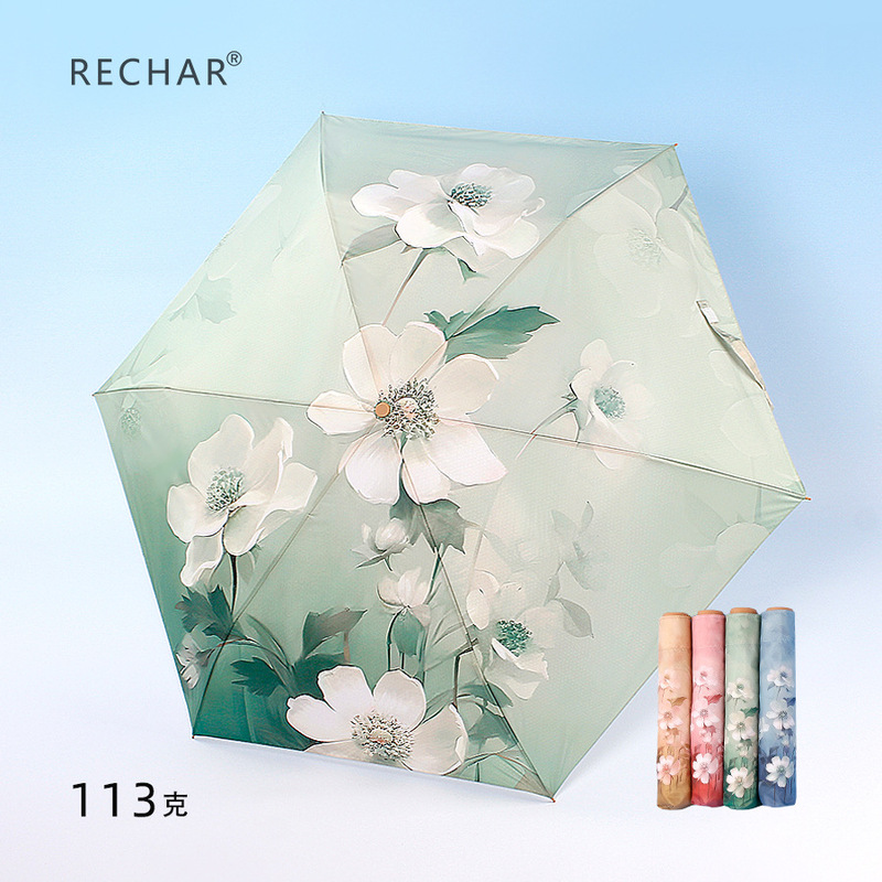 in stock Japanese Ultra Light 110g Nano Gold Glue Sun-proof Sunny Umbrella Compact Portable Two-liang Umbrella