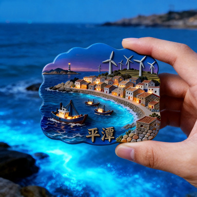 Pingtan Blue Tears Exclusive Refrigerator Magnet 3D City Landmark Cultural Tourism Souvenir Magnetic Sticker Manufacturer Wholesale