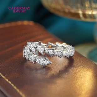 Original Design Kadimei Jewelry Fashion Snake-Shaped Bone High-End Minimalist Style Ring Moissanite S925 Silver Adjustable Ring