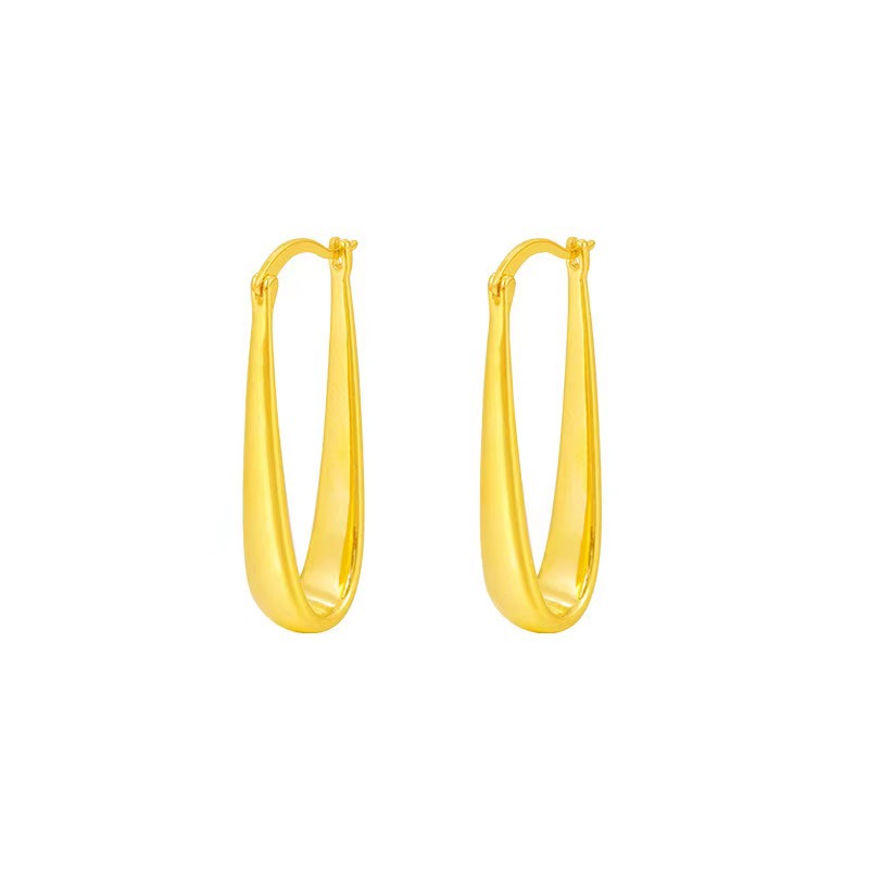 1 Pair Vintage Style Simple Style U Shape Plating Copper 18k Gold Plated Hoop Earrings display picture 5