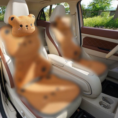 Seat Cover, Cute Ladies Summer: Seat cushion, seat cover - a-bear-brown-headrest