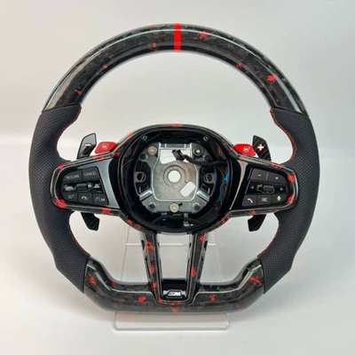 Suitable for BMW CS steering wheel, new 345 series X3X5X6 modified M3M4 carbon fiber steering wheel with M1M2 button paddles (Steering wheel)