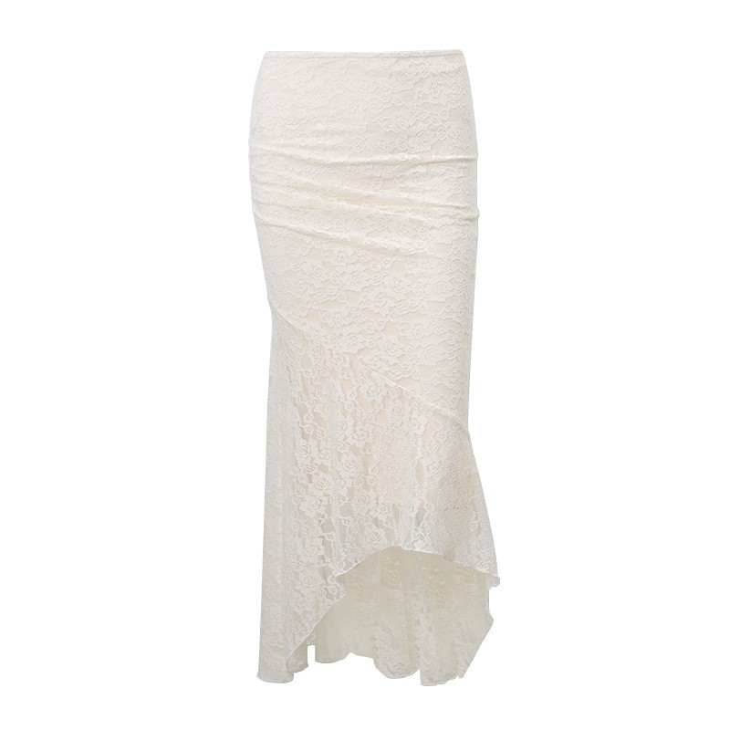 Elegantes Damen Set Mit Gerafftem Top Und Rock Im Spitzen Design_voghion.com