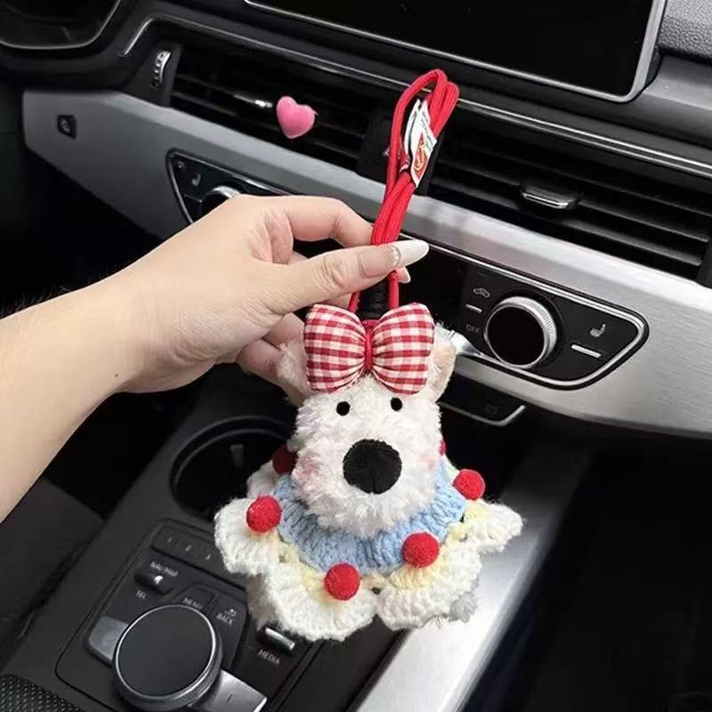 かわいい犬のぬいぐるみバッグペンダント、ウエストハイランド犬の装飾、車内グッズ、ぬいぐるみ、カップルペンダント|undefined