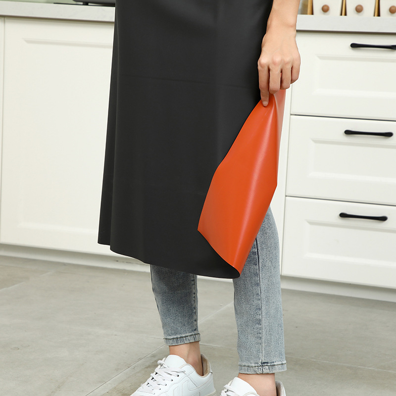 Delantal de pvc impermeable y a prueba de aceite, delantal largo de doble cara negro y rojo personalizado, ropa de trabajo resistente a la suciedad para hombres y mujeres, logotipo impreso