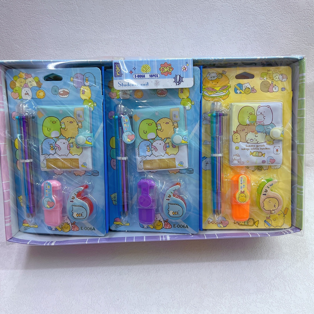 Cartoon ballpoint pen, fluorescence hair band, stationery for elementary school students, set, 6 colors