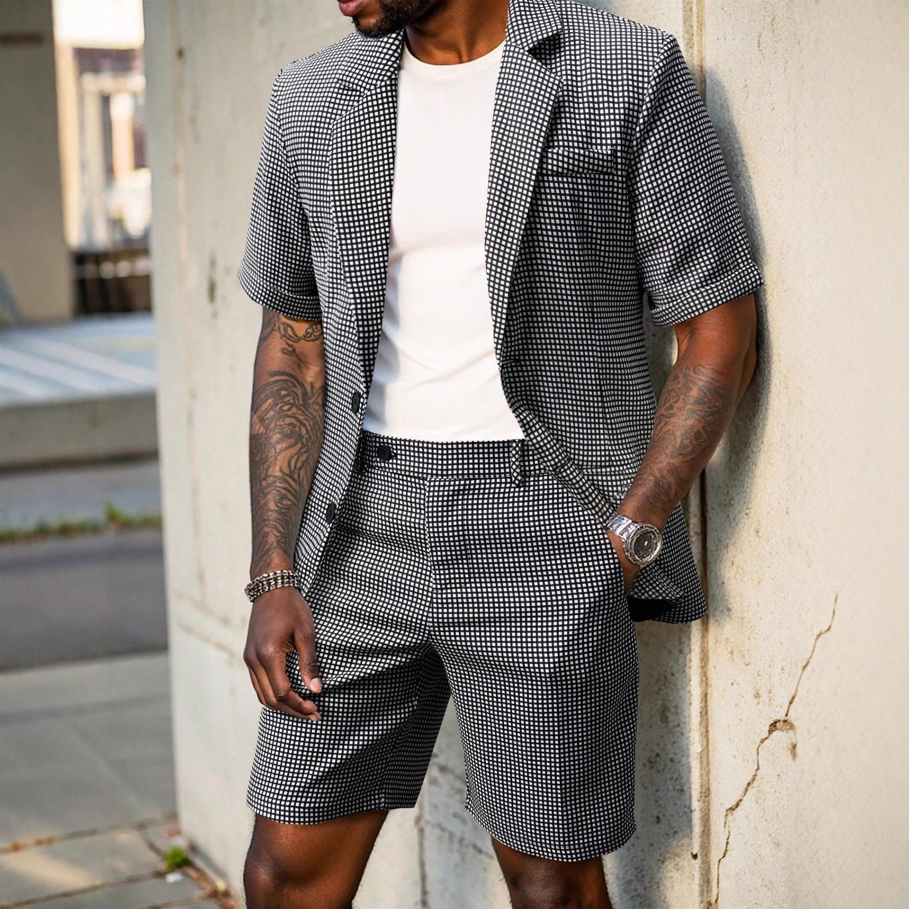 2026 Außenhandel Grenzüberschreitender europäischer und amerikanischer britischer Stil Herren karierter Slim Fit Business Dinner Casual Anzug_voghion.com