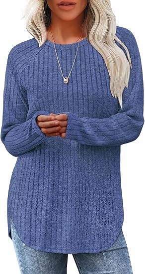 2024欧米対外貿易クロスボーダー女装アマゾンゆるい丸首プルオーバー長袖tシャツ|undefined