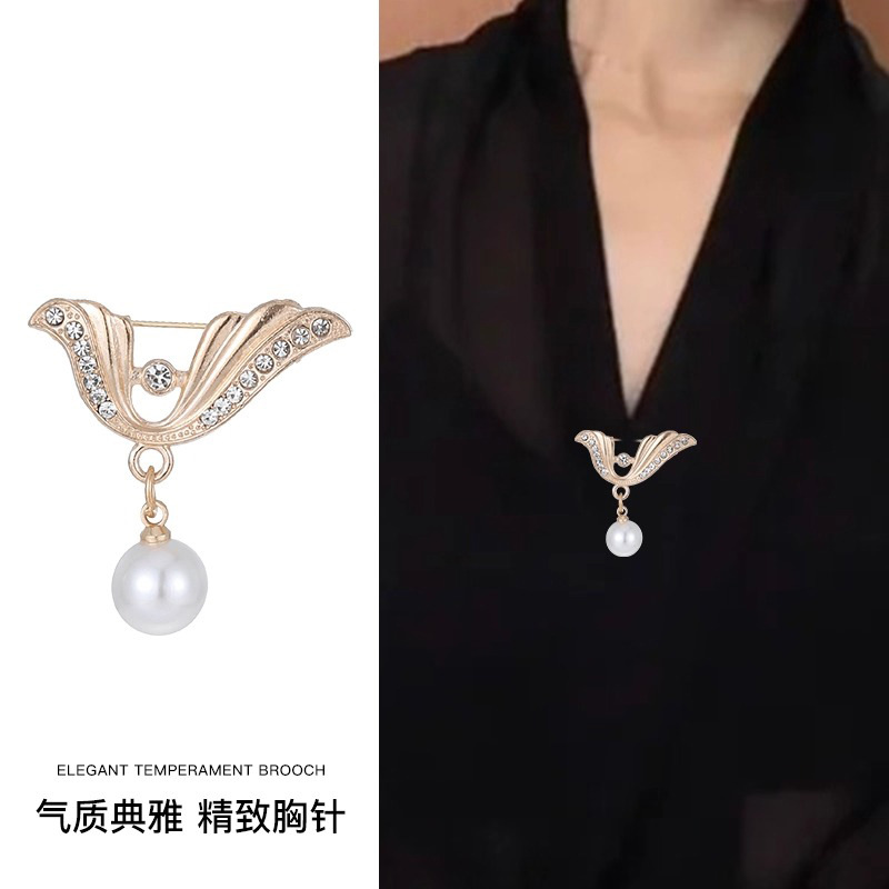 Temperamento bowknot perla alfileres mujer exquisita hebilla anti-luz sensación de alto nivel cintura artefacto cintura pantalones pequeña hebilla fija