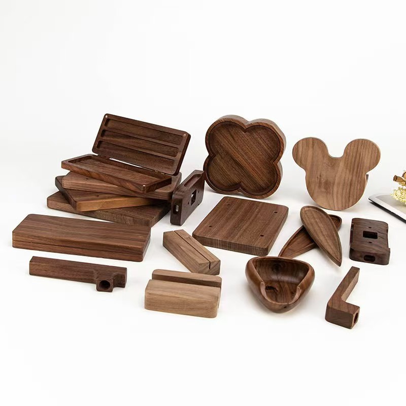 Calendario de escritorio de nogal negro de América del Norte Base de madera maciza Marco de fotos de madera Decoración Postal Tarjeta de comedor Base de madera maciza de nogal