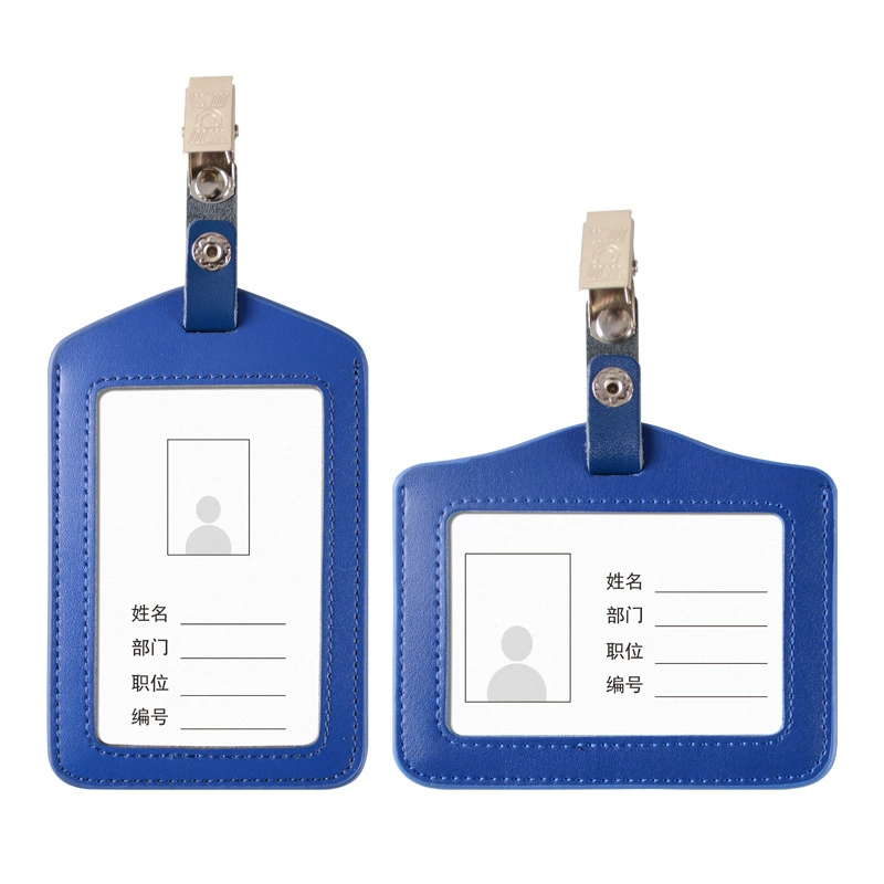 Double-sided transparent card holder, set, work strap, genuine leather