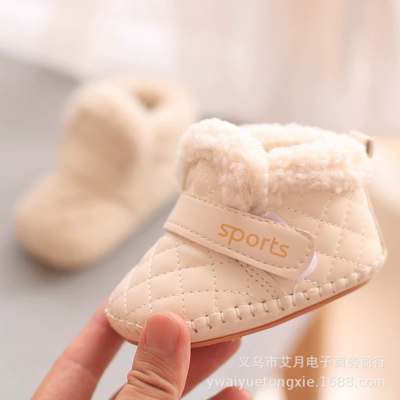 Осенне-зимняя флисовая подкладка От 0 до 1 года теплая обувь для мальчиков и девочек с мягким дном нескользящая обувь для малышей Обувь для новорожденных