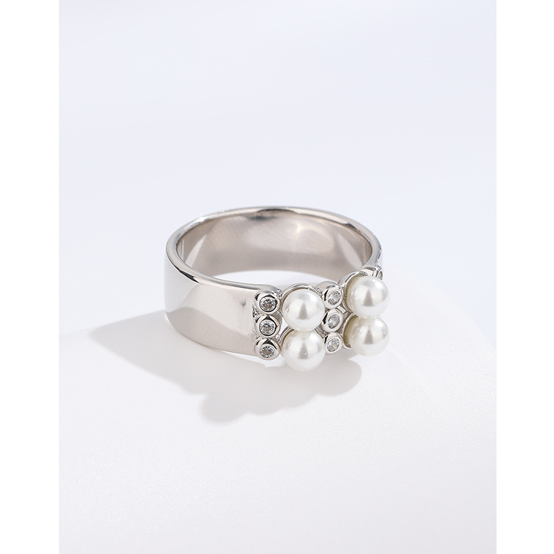 Anillo de perlas de plata esterlina 925 diseño de nicho femenino 2023 nuevo Anillo de dedo índice popular simple anillo de sentido alto
