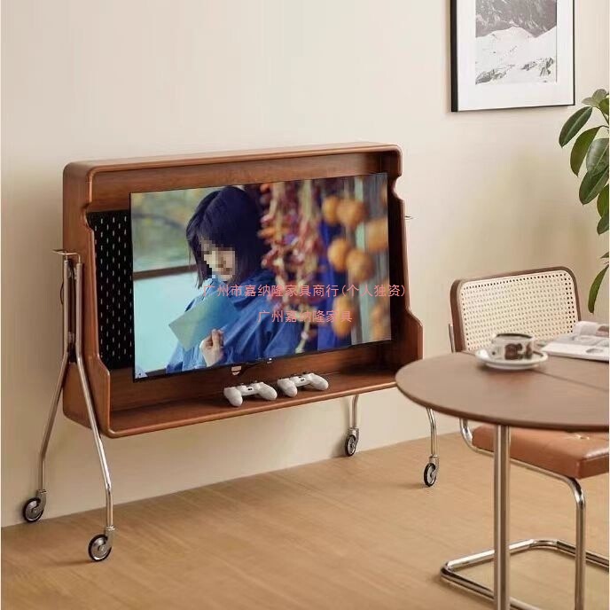 モバイルテレビスタンドレトロ小型寝室ホームインターネット有名人のリビングルームテレビキャビネット床置き無垢材アンティークスタイル|undefined