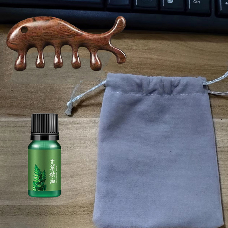 Entrega de una sola pieza peine de masaje de sándalo dorado peine de masaje de cabeza Meridiana peine de sándalo de cinco dientes al por mayor suministro directo de fábrica