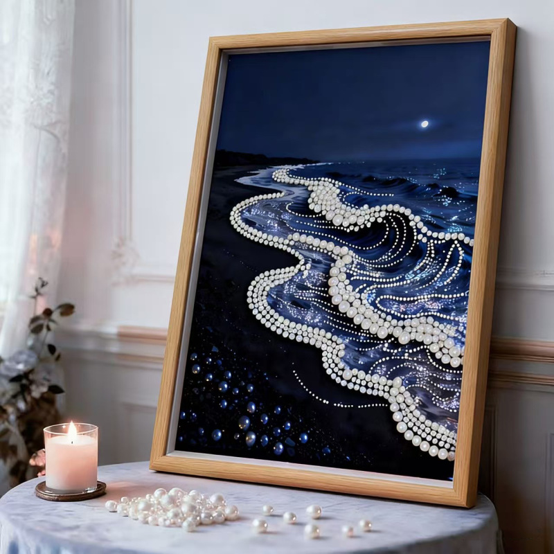 Pearl Painting DIY Hollow Photo Frame Handmade Creative High-End Newlywed Happy Words Bestie Gift Living Room Decoration Hanging Painting