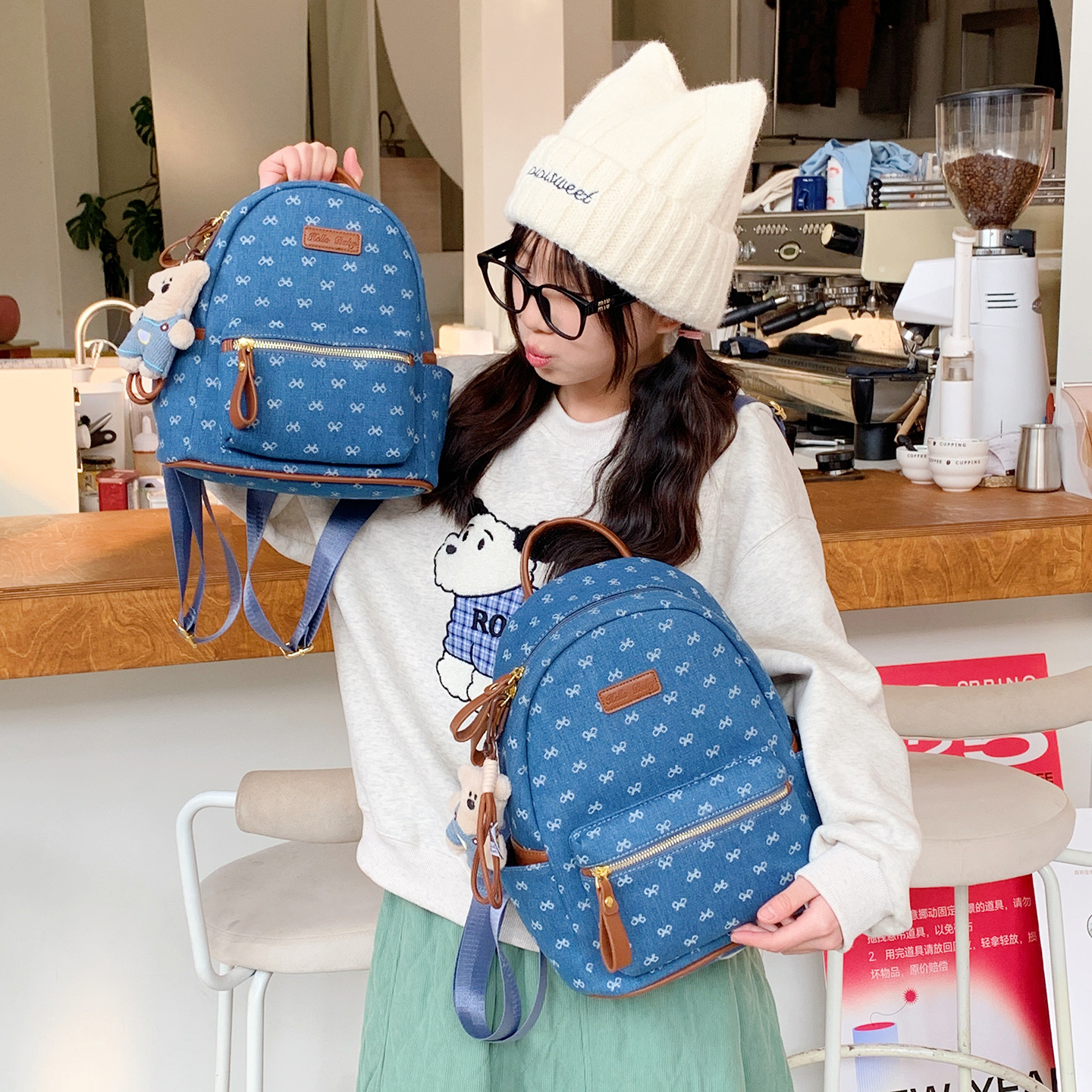 Mochila de moda coreana para mujeres, mochila de estilo extranjero, mochila de estudiantes de arco encantadora, 2026 nueva mochila de mujer transfronteriza
