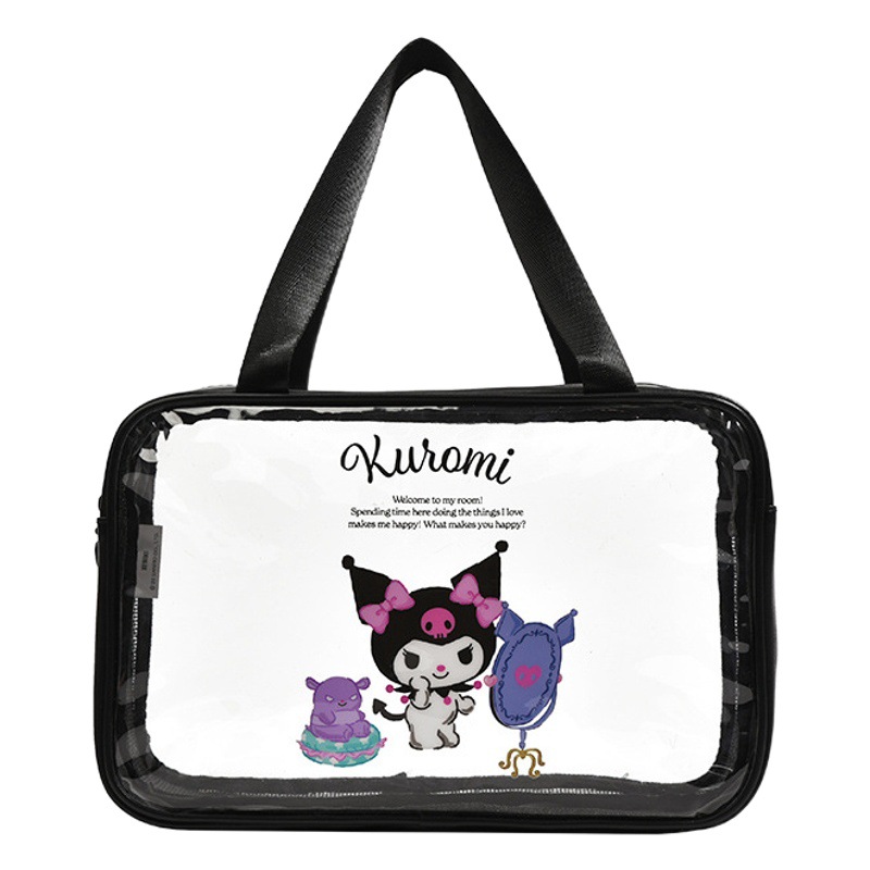 Sanrio húmedo y seco separación transparente bolsa de cosméticos portátil de viaje PVC doble bolsa de lavado portátil impermeable al por mayor