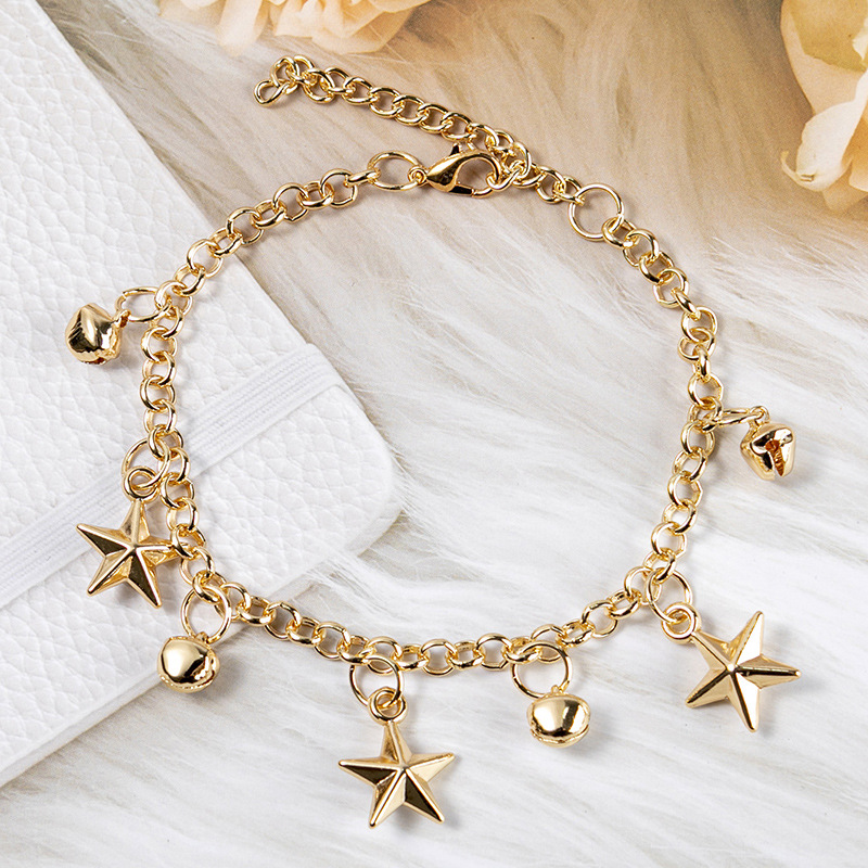 1 Piece Ethnic Style Star Alloy Seed Bead Beaded Inlay Artificial Diamond Womenu0027S Anklet