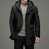 黑色连帽羽绒服男士中长款冬季韩版时尚潮流青年休闲防风保暖外套