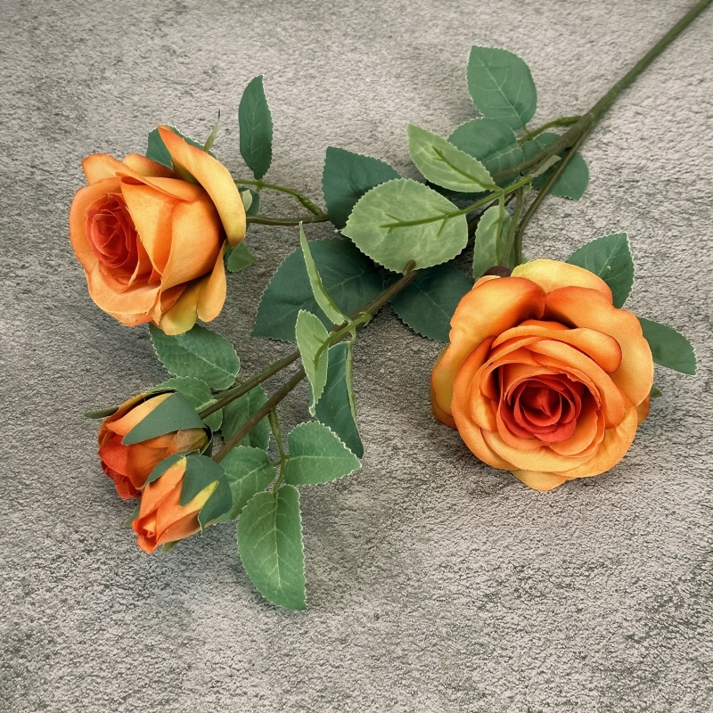 Arreglo Floral Artificial de Rosas de 4 Cabezas para Decoración de Bodas, Hoteles y Hogares, Decoración de Habitaciones de Boda, Flores de Seda, Flores Artificiales al por Mayor