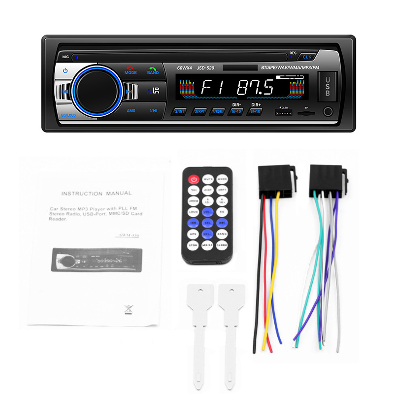 Single-Disk Universal Car Mp3 Bluetooth Player Card-Inserting Radio for Cars, Replacing Cd Player Jsd-520
