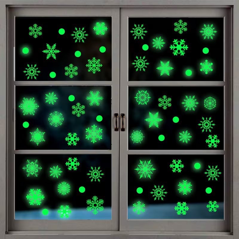 Cross-border Amazon Christmas luminous snowflake electrostatic snowflake window stickers glass decoration electrostatic window stickers